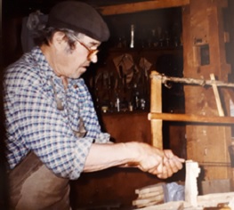 Picture of the artist at work in his studio